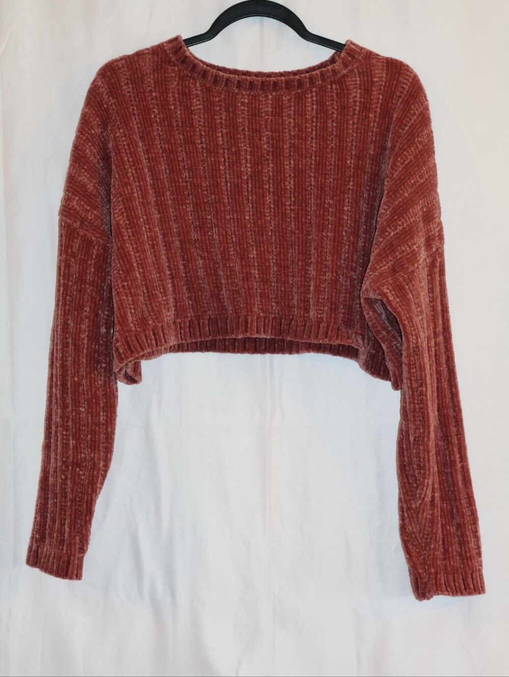 Forever 21 Ribbed Chenille Cropped Sweater - Dusty Rose.